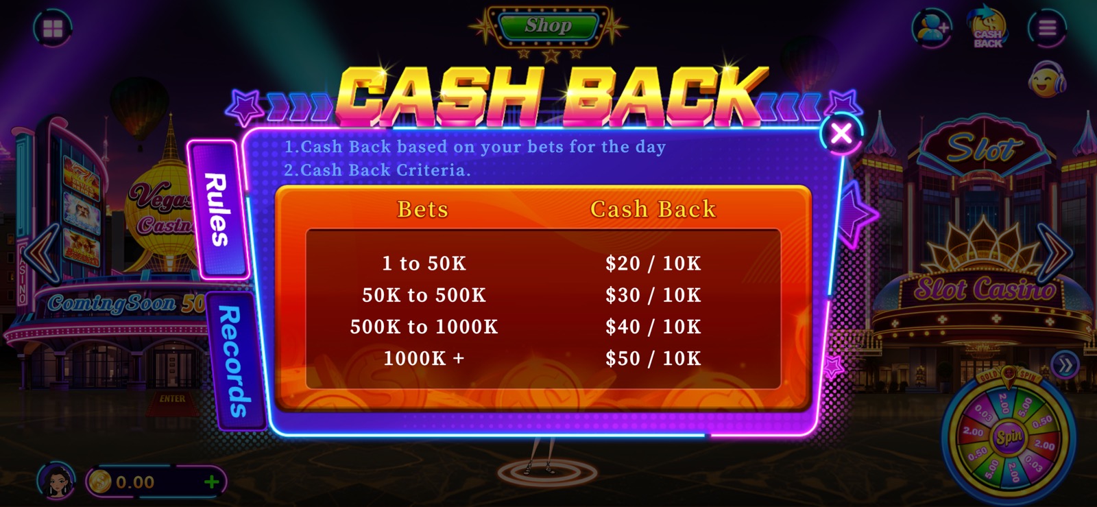 Cashback rules in Juwa 2.0